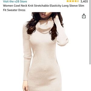 Women’s Cowl Neck Long Sleeve Sweater Dress